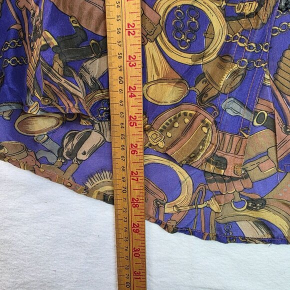 Whistles Silk Blouse Equestrian Medium Button-Up Vintage Deadstock 1980s Retro - Picture 9 of 10